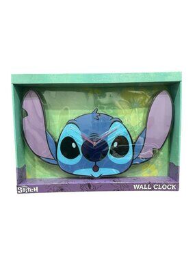 Disney Stitch Character Shaped Wall Clock With Analog Display Requires 1 AA Batt
